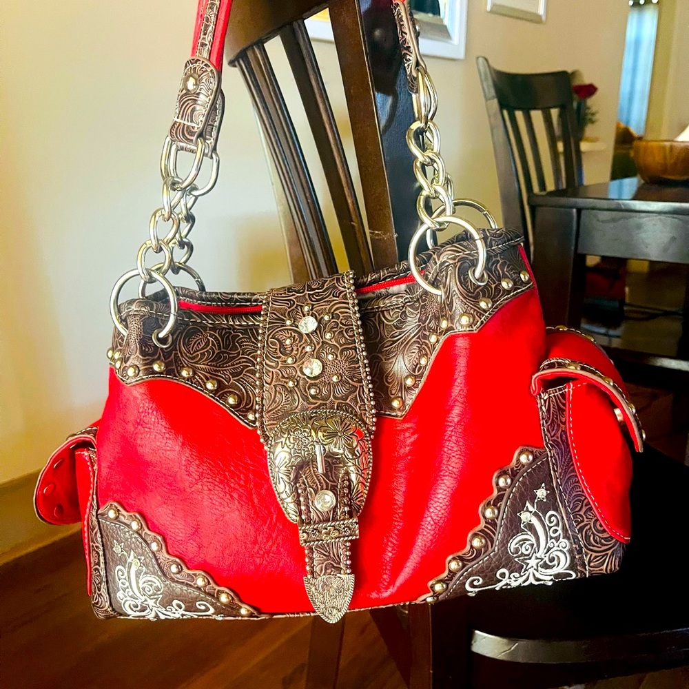 Red leather purse